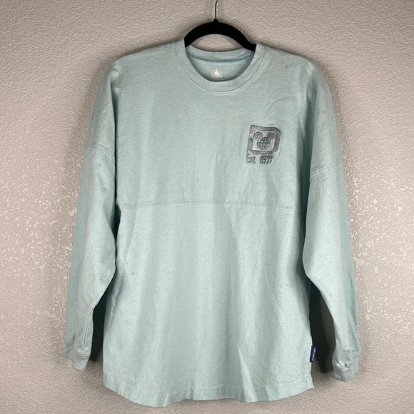 Disney Parks Light Green with Gray Sparkle Disneyworld Spirit Jersey Size Small - Picture 2 of 11